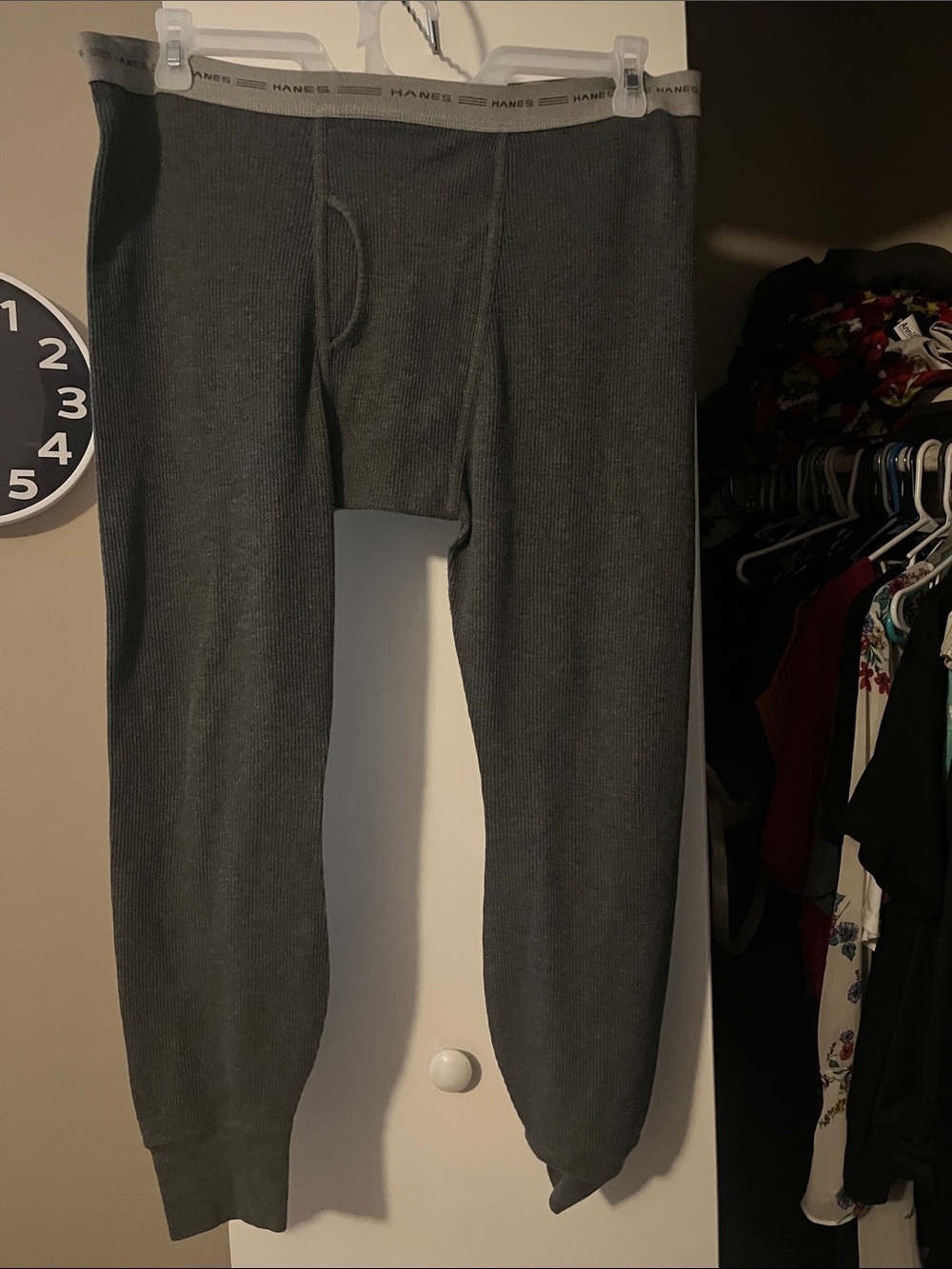 Hanes Men’s Charcoal Ribbed Thermal Long Johns